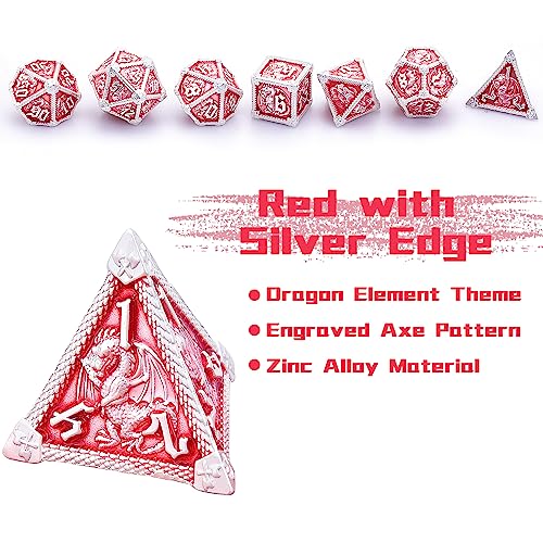 AUSTOR 7-Die Metal DND Dice Set Dungeons and Dragons Dice with Box Roll Playing Game Dice Polyhedral Dice D20 D12 D10 D% D8 D6 D4 Metal Dice for Pathfinder Warhammer MTG RPG Board Games