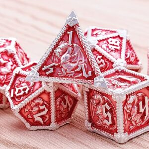 AUSTOR 7-Die Metal DND Dice Set Dungeons and Dragons Dice with Box Roll Playing Game Dice Polyhedral Dice D20 D12 D10 D% D8 D6 D4 Metal Dice for Pathfinder Warhammer MTG RPG Board Games