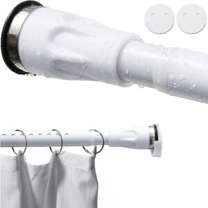 shower curtain rod, 43-100 inch adjustable spring tension curtain rod with holder, non-slip rustproof waterproof never fall shower rod for bathroom window, no drill, white