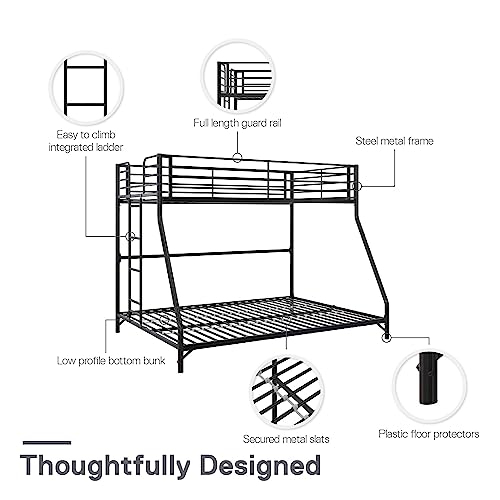 DHP Daven Easy Assembly Kids Bunk Bed, Twin Over Full, Black