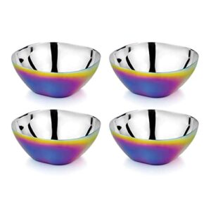 ahimsa stainless steel square bowl pack of 4 | 4 x 12 ounce bowls | baby led weaning | toddler dishware | no plastic | 100% bpa free | dishwasher safe (rainbow)