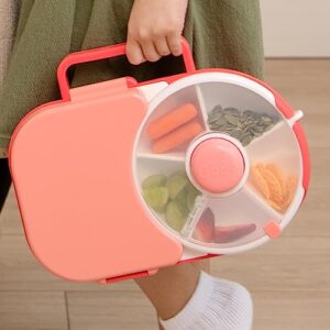 GoBe Kids Lunchbox with Detachable Snack Spinner, Bundle with Hand Strap & Sticker Sheet, Reusable Bento Style Lunch Container, 5 Small +1 Large Sandwich Compartment, BPA & PVC Free, Dishwasher Safe