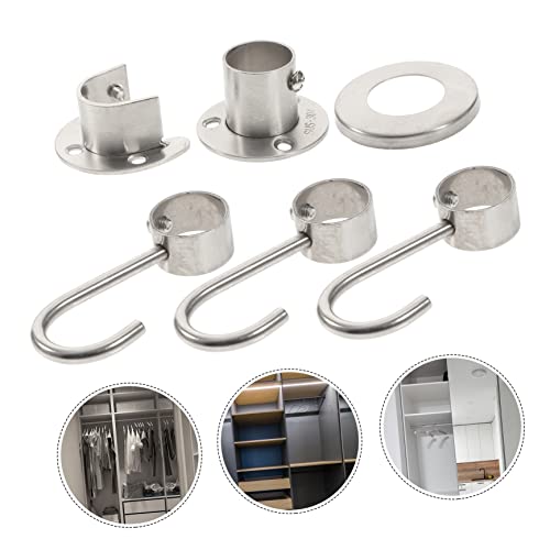 Brackets 1 Set Closet Clothes Rail Flange Stainless Steel Shower Curtain Rod Heavy Duty Curtain Rods Shower Curtain Holder Adhesive Curtain Rod Holder Holder Closet Pole Holder