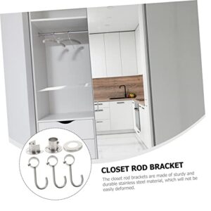 Brackets 1 Set Closet Clothes Rail Flange Stainless Steel Shower Curtain Rod Heavy Duty Curtain Rods Shower Curtain Holder Adhesive Curtain Rod Holder Holder Closet Pole Holder