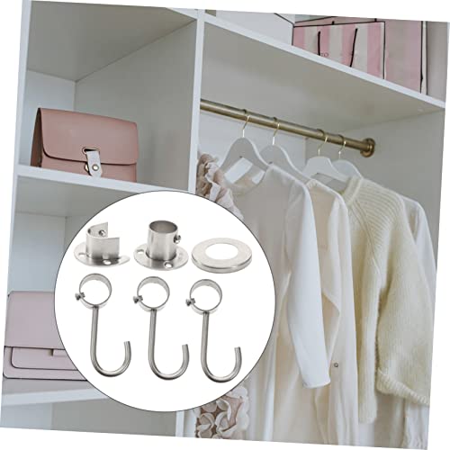 Brackets 1 Set Closet Clothes Rail Flange Stainless Steel Shower Curtain Rod Heavy Duty Curtain Rods Shower Curtain Holder Adhesive Curtain Rod Holder Holder Closet Pole Holder