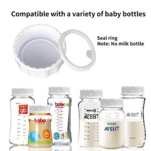 Baby Bottle Lid Screw Lids Aka Travel Caps with Rewritable Sealing Disc Compatible with Avent Wide Mouth Bottles Baby Bottle Lid Cap Replace Natural Bottle Sealing Ring and Sealing Disc (4pcs)