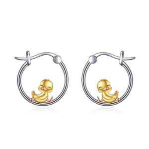 duck earrings sterling silver duck hoop earrings cute animal duck jewelry gifts for women girls