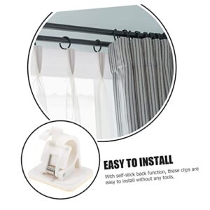 DOITOOL 40 Pcs Curtain Rod Hanger No Drill Curtain Rod Brackets Curtain Hooks for Wall Curtain Rods No Drilling Adjustable Drop Hitch No Nail Curtain Rod Shower Curtain Rod Holders White