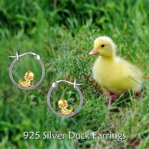 Duck Earrings Sterling Silver Duck Hoop Earrings Cute Animal Duck Jewelry Gifts for Women Girls