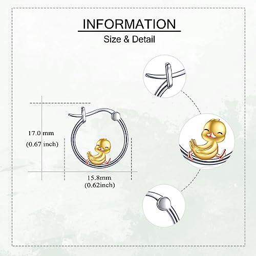 Duck Earrings Sterling Silver Duck Hoop Earrings Cute Animal Duck Jewelry Gifts for Women Girls