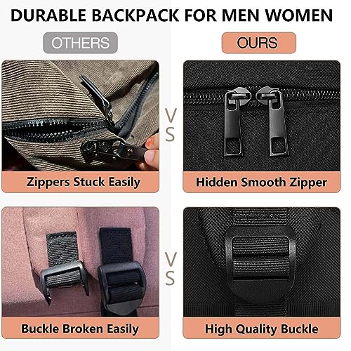 Black Laptop Backpack for Women - 15.6 inch Classic Basic College Student with Computer Compartment Casual Travel Bookbag Business Waterproof Work Bags for Adult Men Lightweight School Daypack