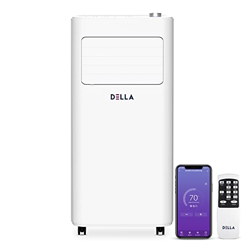 DELLA 10000 BTU Portable Air Conditioner with Heat Pump Smart WiFi Enabled, Home AC Cooling Unit, Dehumidifier & Fan Portable AC w/Remote Control Window Kit, Cools Up To 450 Sq. Ft.