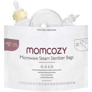 momcozy microwave steam sterilizer bags, 8 count travel sterilizer bags reusable for breast pump parts/baby bottles, up to 20 uses per bag, breastpump accessories for momcozy s9 pro/s12 pro