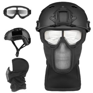 vpzenar airsoft helmet,black tactical helmet,airsoft mask mesh,elastic balaclava mask, anti fog airsoft goggles, tactical full face protection, airsoft accessories,military gear and airsoft gear