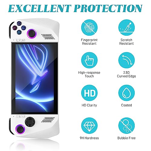 COCGVEL 2 Pack Screen Protector Tempered Glass Compatible with ASUS ROG Ally Handheld 7 inch 2023, Transparent Ultra HD, Anti-Scratch, 9H Tempered Glass, 2.5D Arc Edge