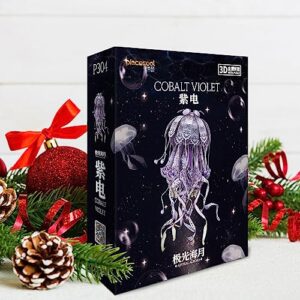 Piececool 3D Metal Model Kits, Jellyfish Night Lamp with USB Plug, Cute Sea Animals DIY Models Building Kits for Adults Brain Teaser Puzzles, Best Dad Boyfriend Gifts