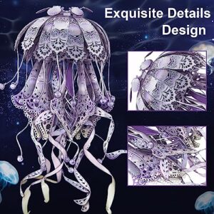 Piececool 3D Metal Model Kits, Jellyfish Night Lamp with USB Plug, Cute Sea Animals DIY Models Building Kits for Adults Brain Teaser Puzzles, Best Dad Boyfriend Gifts