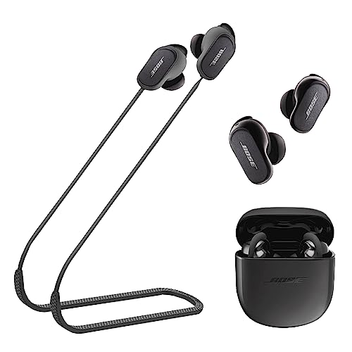 ULITIQ Strap Compatible with Bose QuietComfort Earbuds II, Silicone Bose Earbuds Lanyard, Anti Lost Bose QuietComfort Earbuds ii Straps Accessories, Anti-Lost Neck Rope Cord Soft Holder, (Black)