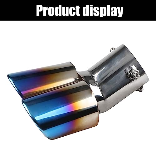 gunhunt Pack-1 Car Exhaust Pipe Flue Muffler, Double Tube Stainless Steel Exhaust Tip, Two Tailpipes Polished Exhaust Pipe, Compatible with Most Vehicles Exterior Rear Tip Pipe (Roasted Blue #Bending)