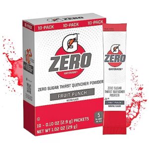 gatorade zero powder packets, fruit punch, 0.10oz sugar free gatorade powder packets (pack of 10)