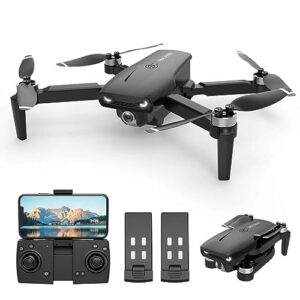 lmrc-12 drone with 1080p uhd camera for adults beginner, foldable 2.4ghz fpv drone, less than 249g, rc quadcopter toys gifts with brushless motor, altitude hold, follow me, 2 batteries, black