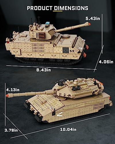 BOOLAKOS Merkava Mark IV, Convertible Merkava Mk4 Main Battle Tank and M2 Bradley Infantry Fighting Vehicle Model, 2 in 1 Military Building Block Set for Adult Gift Giving (659 Pieces)