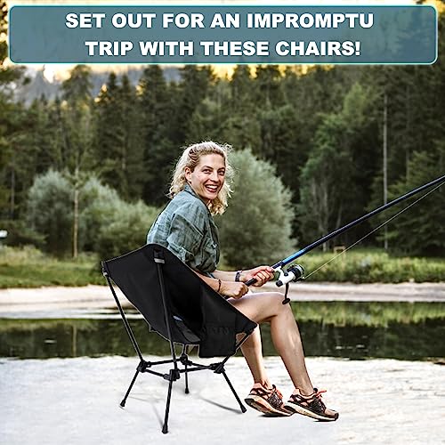 RCCQPP Camping Chairs - Lightweight, Compact, and Folding Chairs Foldable Backpacking Chair - Ultra Durable for Hiking, Beach, Lawn - Aluminum Alloy Frame, Side Pockets - Ideal for Adults and Kids