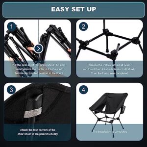 RCCQPP Camping Chairs - Lightweight, Compact, and Folding Chairs Foldable Backpacking Chair - Ultra Durable for Hiking, Beach, Lawn - Aluminum Alloy Frame, Side Pockets - Ideal for Adults and Kids