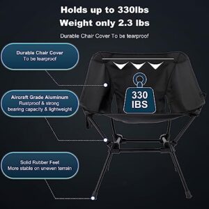 RCCQPP Camping Chairs - Lightweight, Compact, and Folding Chairs Foldable Backpacking Chair - Ultra Durable for Hiking, Beach, Lawn - Aluminum Alloy Frame, Side Pockets - Ideal for Adults and Kids