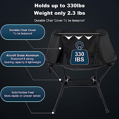 RCCQPP Camping Chairs - Lightweight, Compact, and Folding Chairs Foldable Backpacking Chair - Ultra Durable for Hiking, Beach, Lawn - Aluminum Alloy Frame, Side Pockets - Ideal for Adults and Kids