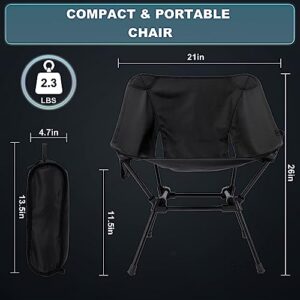 RCCQPP Camping Chairs - Lightweight, Compact, and Folding Chairs Foldable Backpacking Chair - Ultra Durable for Hiking, Beach, Lawn - Aluminum Alloy Frame, Side Pockets - Ideal for Adults and Kids