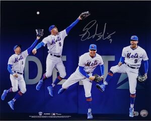 brandon nimmo new york mets autographed 16" x 20" robbing home run progression catch photograph - autographed mlb photos