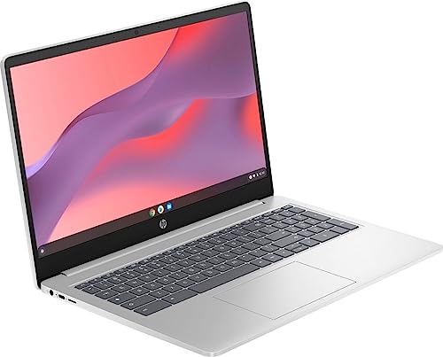 HP 2023 Newest 15.6" HD Chromebook, Intel Quad-Core Processor, LPDDR5 8GB RAM, 320GB Storage (64GB eMMc + 256GB SD Card), Webcam, Numeric Keyboard Home & Student Laptop, Chrome OS, Natural Silver