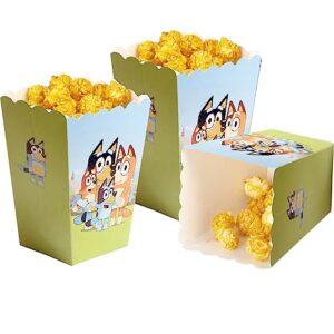 12pcs blueys birthday party supplies blueys popcorn box snack treat box candy cookie container for blueys theme party favors decoration