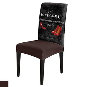 chair cover red high heels dining chair slipcovers funny quote wood grain vintage stretch removable chair seat protector party decoration