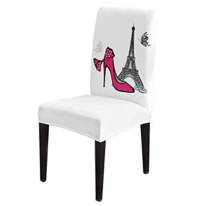 chair cover eiffel tower and high heels dining chair slipcovers butterfly romantic love in paris stretch removable chair seat protector party decoration