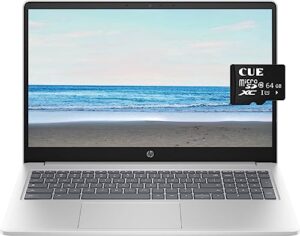 hp 2023 newest chromebook 15.6" hd laptop, intel quad-core n200(> n6000), 8gb lpddr5 ram, 128gb storage(64gb emmc+64gb micro sd), full size keyboard, webcam, wifi 6, fast charge, chrome os