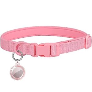 Aecllcea Airtag Holder Dog Collar for Small Medium Large, Airtag Dog Collar Holder Waterproof, Soft Padded Dog Collars with TPU Air Tag Device, Air Tag Dog Collar Waterproof. (S, Pink)