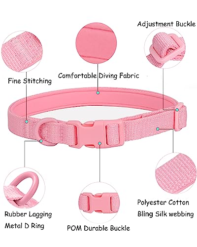 Aecllcea Airtag Holder Dog Collar for Small Medium Large, Airtag Dog Collar Holder Waterproof, Soft Padded Dog Collars with TPU Air Tag Device, Air Tag Dog Collar Waterproof. (S, Pink)