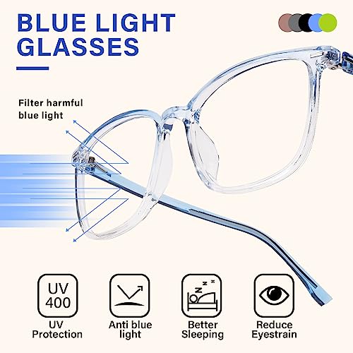 FONHCOO Blue Light Blocking Glasses Women Men TR90 Fashion Round Frame Transparent Eyewear Anti UV Glare Computer Blue light Glasses for Women Men