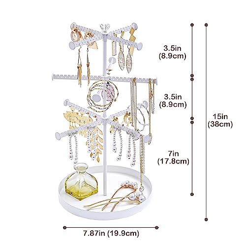ProCase Set of 4 Stackable Jewelry Organizer Trays Bundle with 3 Tier Necklace Organizer Jewelry Tree