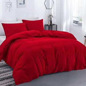 Oversized Queen (100x100) Size Red 8 PC Bed in a Bag Bedding Set Included - 1 Duvet Cover ,1 Fitted 21" DP, 1 Flat,1 Comforter, 4 Pillowcases & Shams 500 GSM Fill Power 100% Egyptian Cotton Set