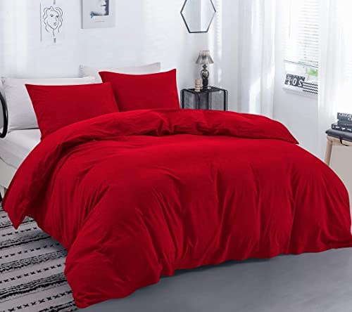 Oversized Queen (100x100) Size Red 8 PC Bed in a Bag Bedding Set Included - 1 Duvet Cover ,1 Fitted 21" DP, 1 Flat,1 Comforter, 4 Pillowcases & Shams 500 GSM Fill Power 100% Egyptian Cotton Set