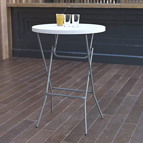 Trademark Innovations Portable Bar Table, Black & Flash Furniture Elon 2.6-Foot Round Granite White Plastic Bar Height Folding Table