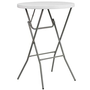 Trademark Innovations Portable Bar Table, Black & Flash Furniture Elon 2.6-Foot Round Granite White Plastic Bar Height Folding Table