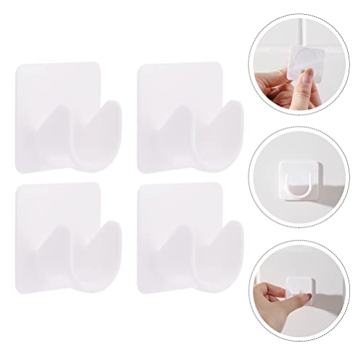 XENITE Shower Curtain Pole Holder 4pcs Curtain Pole Bracket Self Adhesive Single Rod Support Holder Heavy Duty Closet Pole Socket End Replacement for Home Bathroom Curtain Rod Hangers Brackets