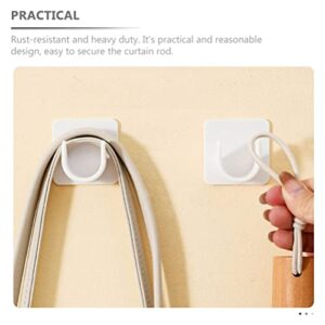 XENITE Shower Curtain Pole Holder 4pcs Curtain Pole Bracket Self Adhesive Single Rod Support Holder Heavy Duty Closet Pole Socket End Replacement for Home Bathroom Curtain Rod Hangers Brackets