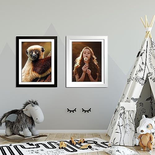 Betionol Picture Frame Set of 2, Display 12x16in/30x40cm Diamond Painting Pictures or Photos, Black and White Natural Solid Wood Diamond Painting Frame with Plexiglass, Back Mat And Hanging Kit