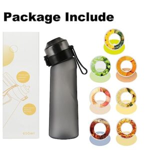 CAFELE Water Bottle with Flavor Pods,7 Fruit Fragrance Pods Water Bottle,Scent Water Cup,Sports Water Cup Suitable for Outdoor Sports (Black-7Pods)