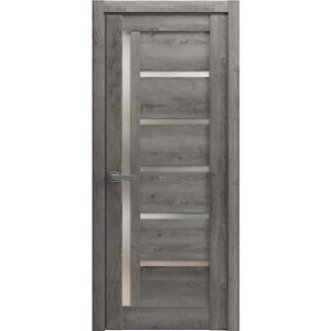 solid french door 42 x 80 inches | quadro 4088 nebraska grey with frosted glass | single regular panel frame trims handle | bathroom bedroom sturdy doors